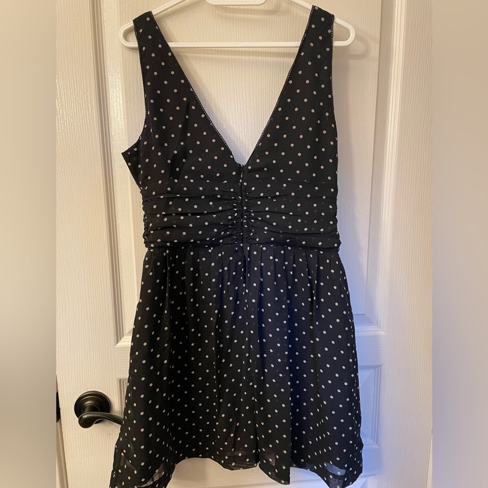 Chic Black Polka Dot Mini Dress - Picture 2 of 5